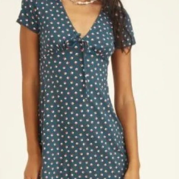 Urban Outfitters Becca Plunging Tie-front Mini Dress - Picture 1 of 5